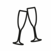 Icon von zwei Sektgläsern die zum Anstoßen zusammen stoßen
